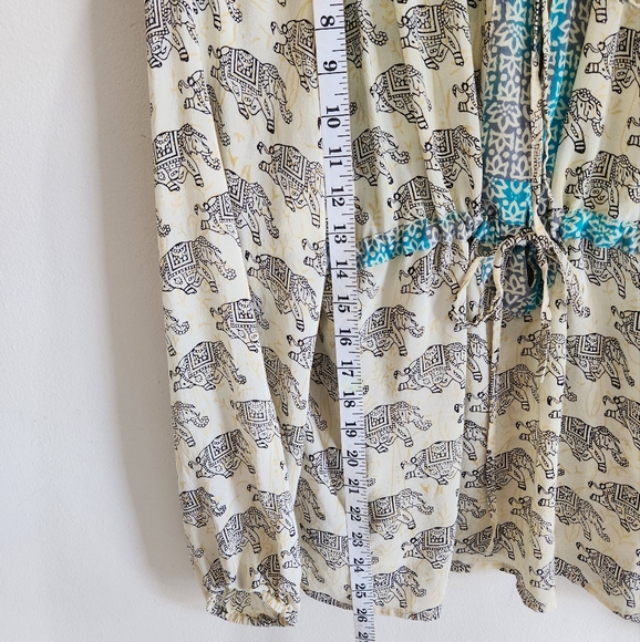 Tolani Raw Silk Elephant Blouse- Sz XL - Picture 10 of 11
